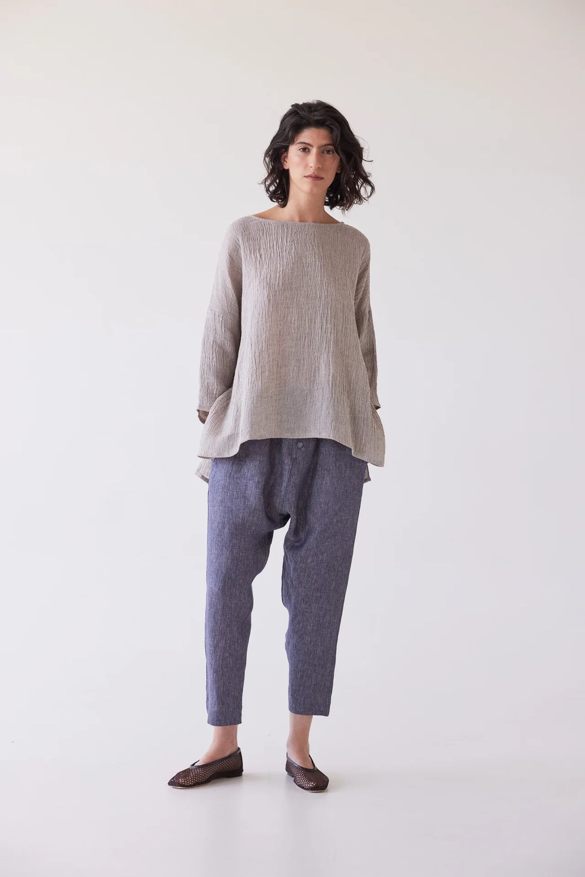 Eva’s Sunday - Harry Relaxed Top / Stone Gauze