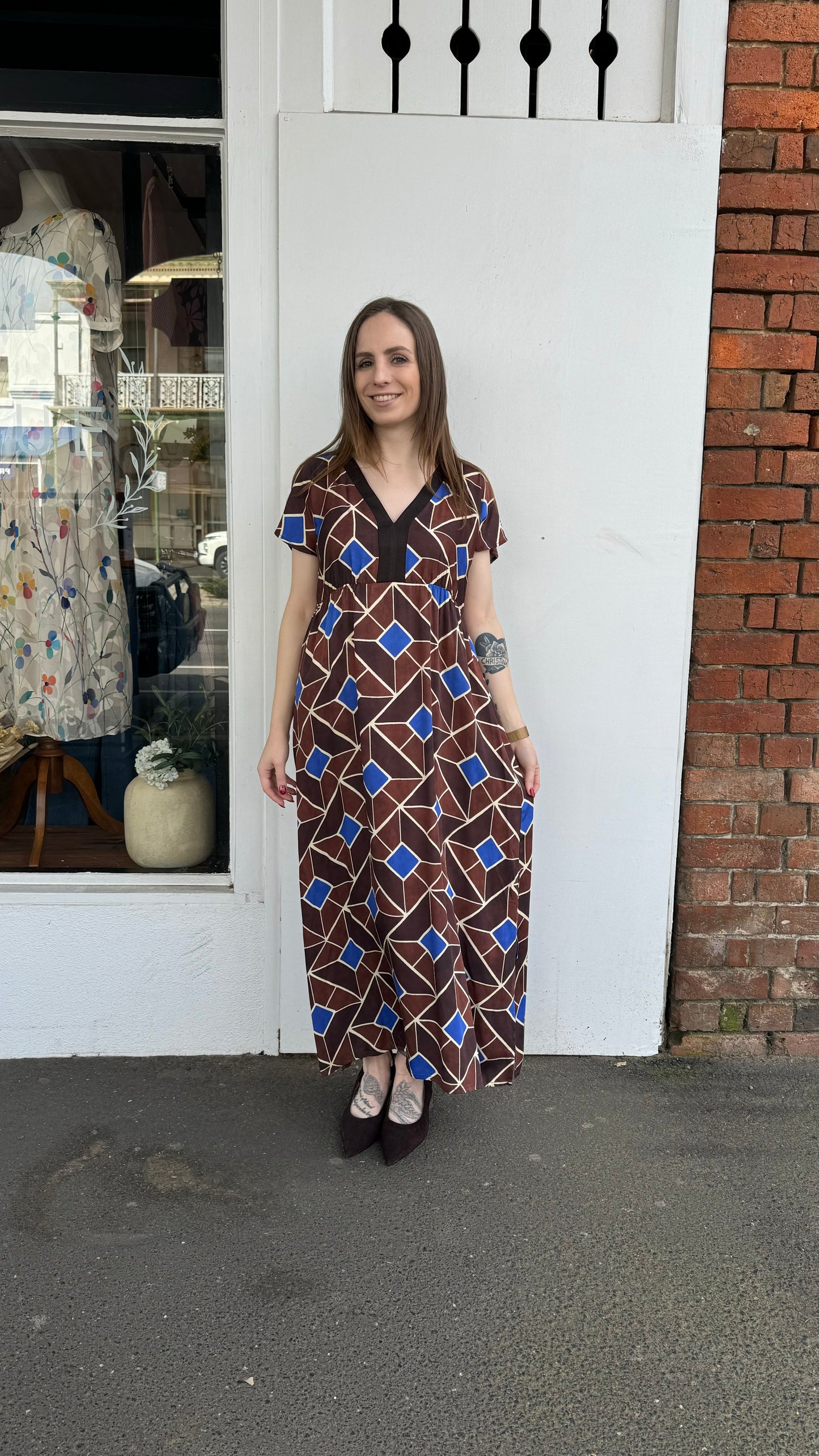 Paz Torras - Printed Dress Blue/Brown