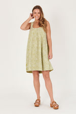 Cross Back Detail Dress - Green Floral Check