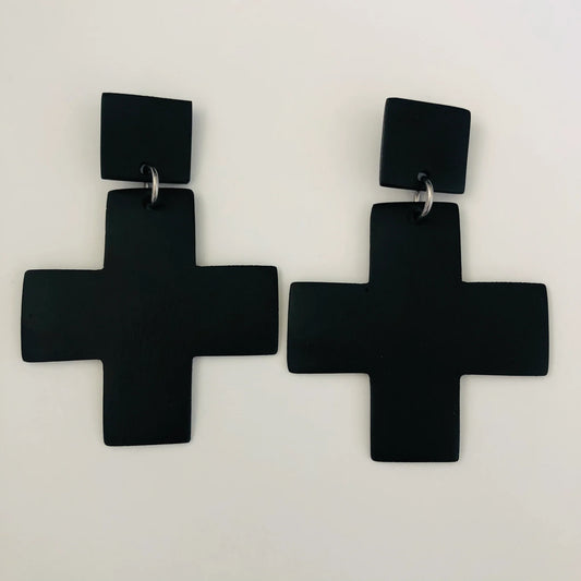 Cross Earrings - Black