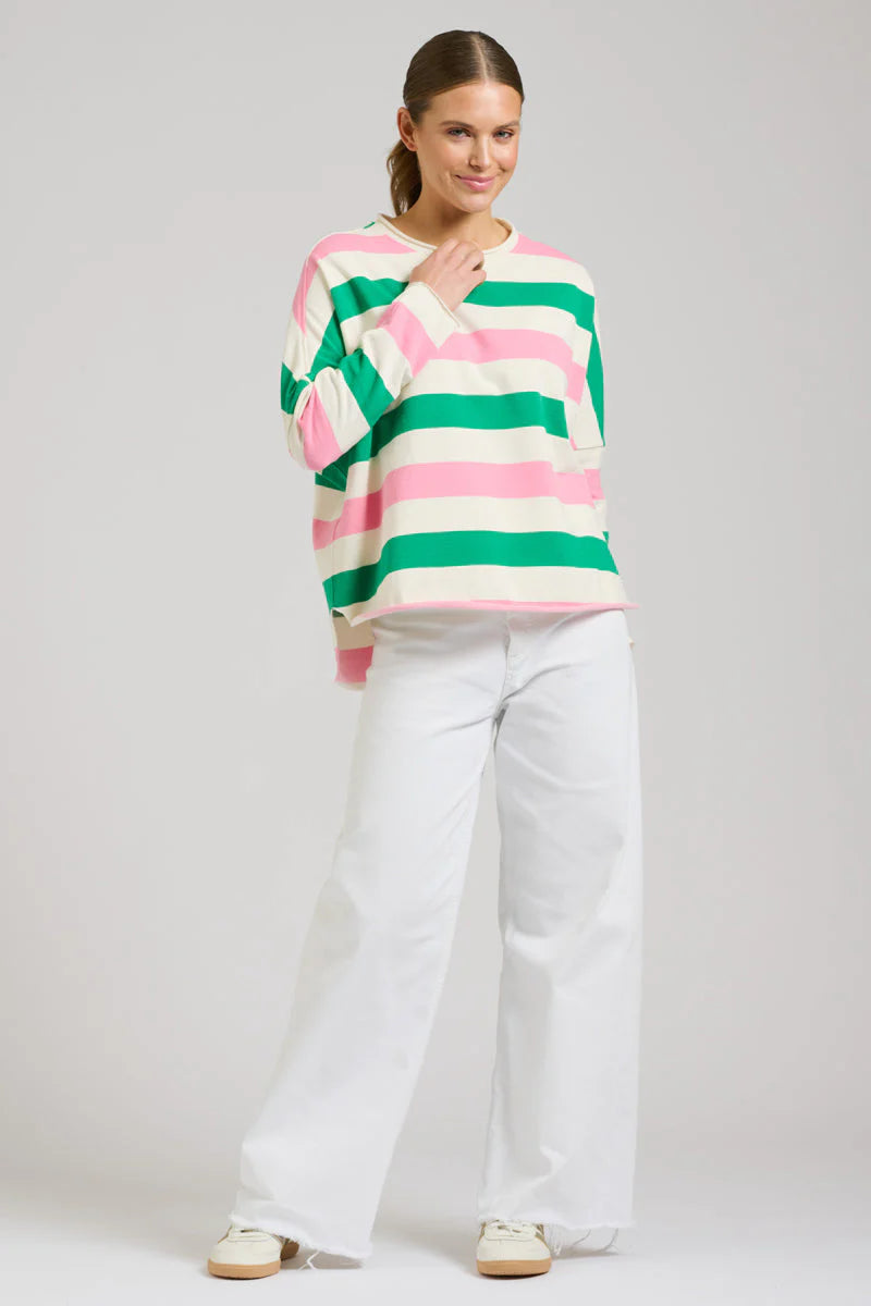 Raw Sweatshirt - Pink & Green