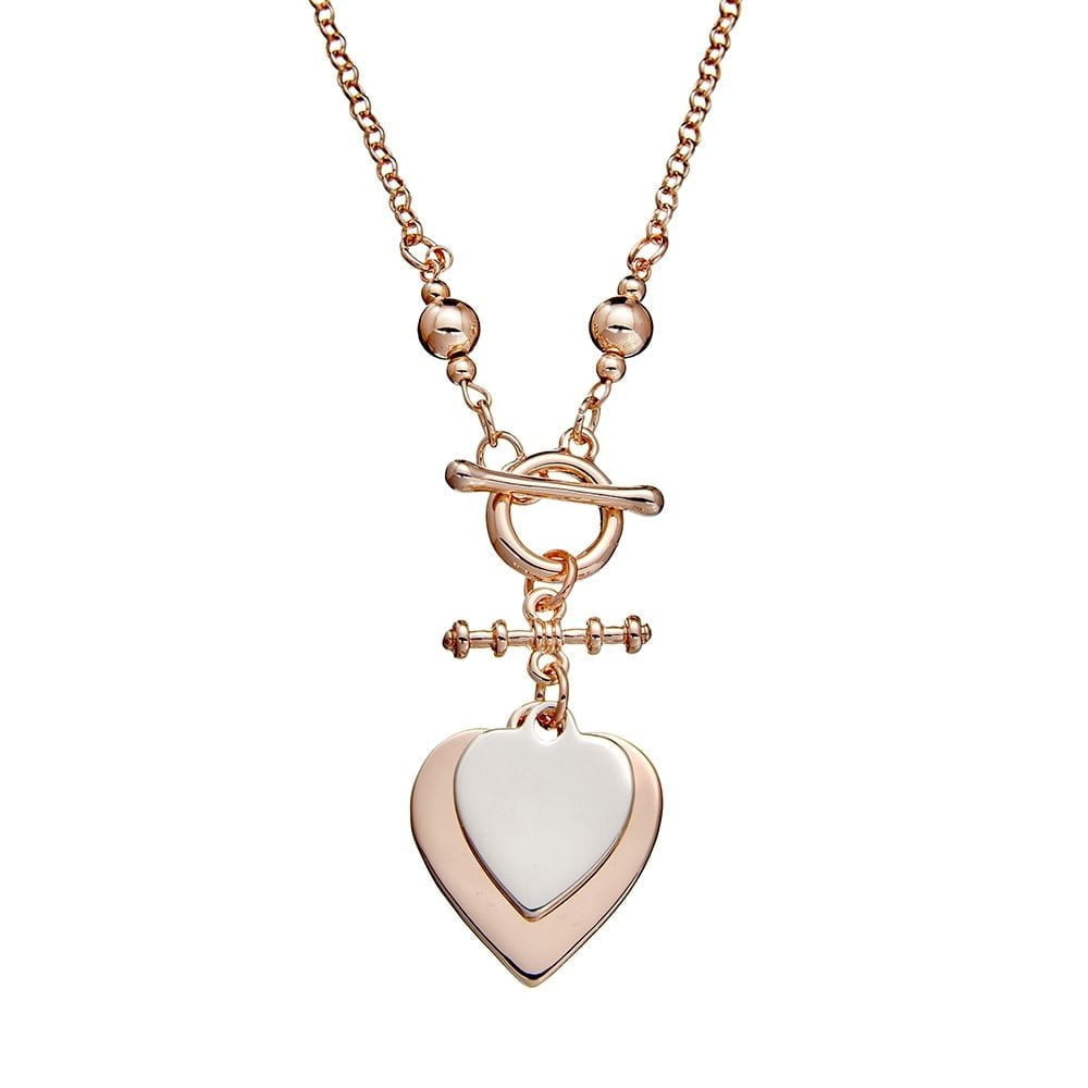 Allure Double Heart Necklace - Rose Gold