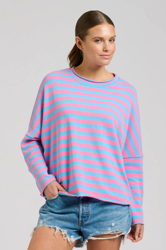 Raw Cotton Sweatshirt - Pink/Blue