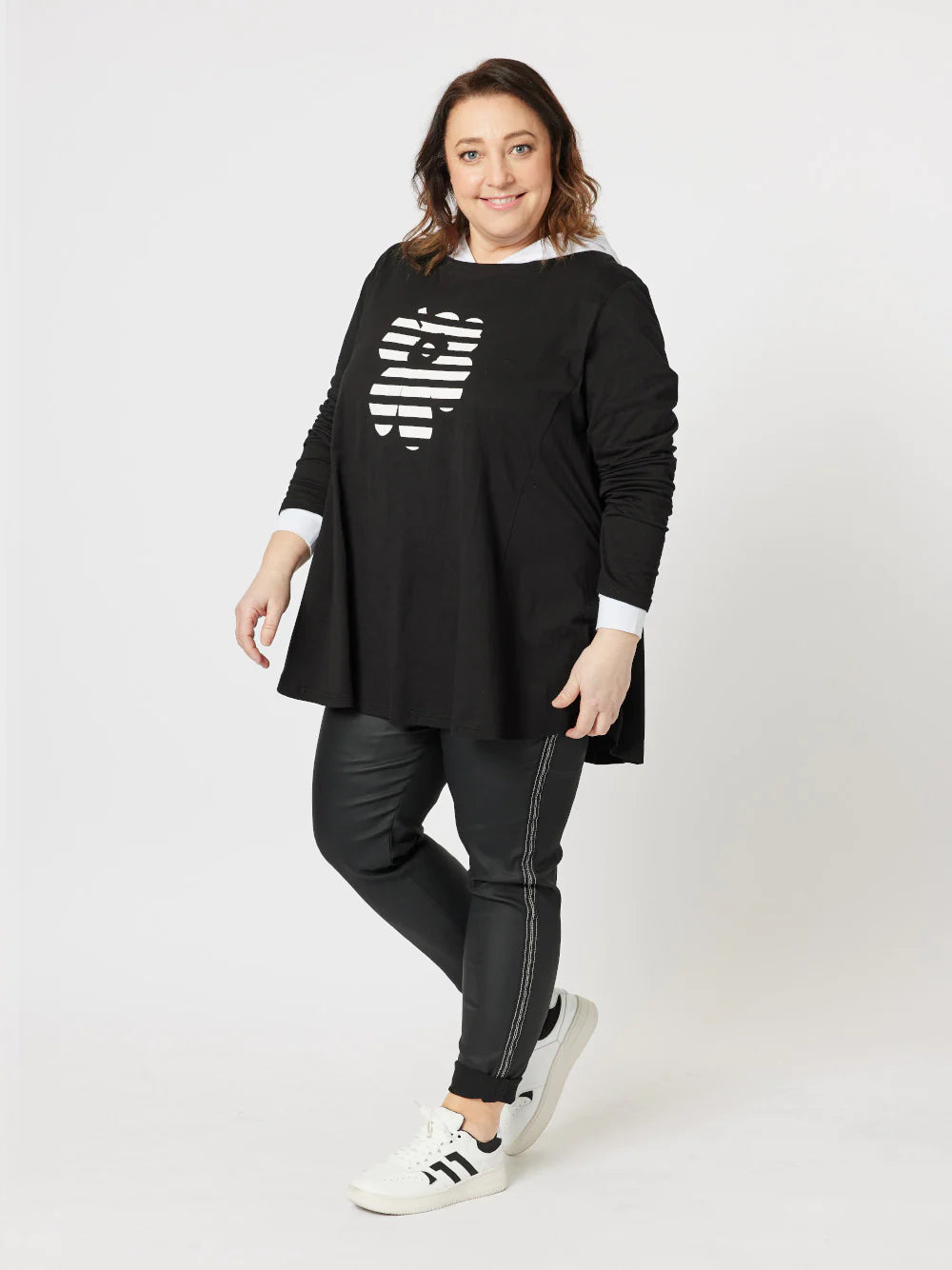 Stripe Daisy T-Shirt - Black