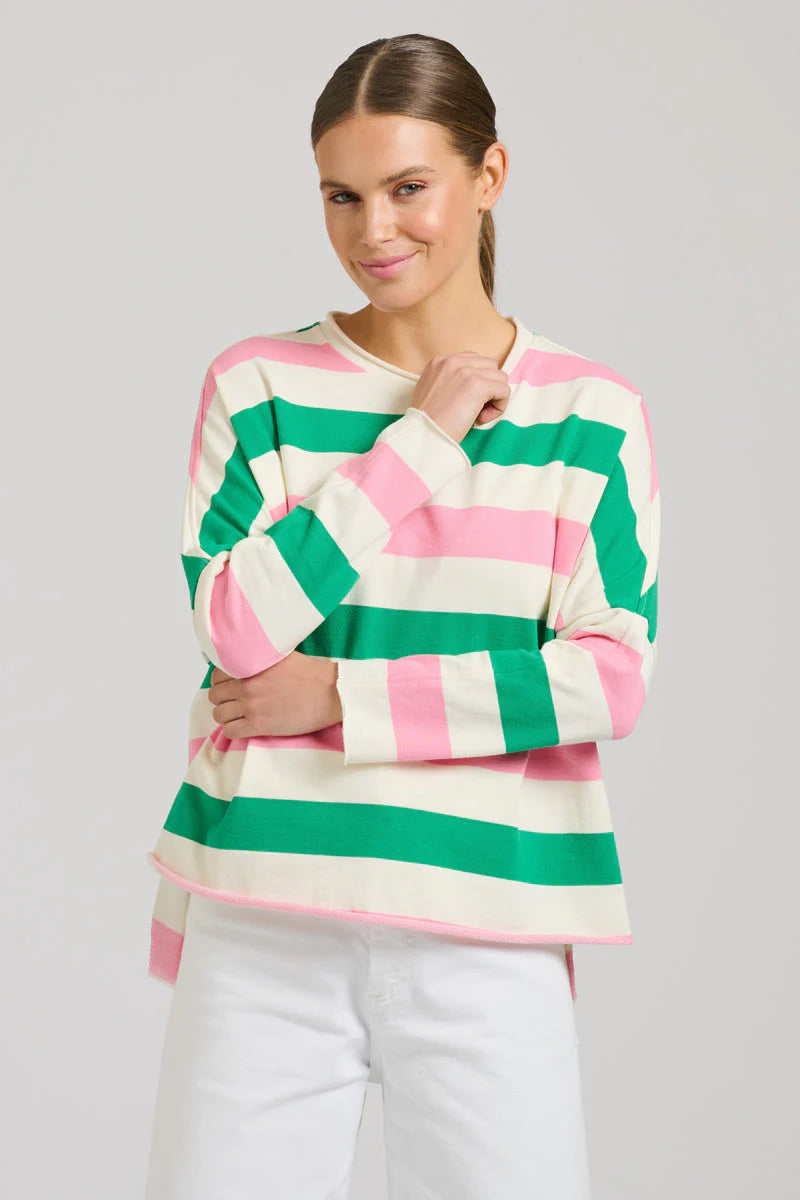 Raw Sweatshirt - Pink & Green