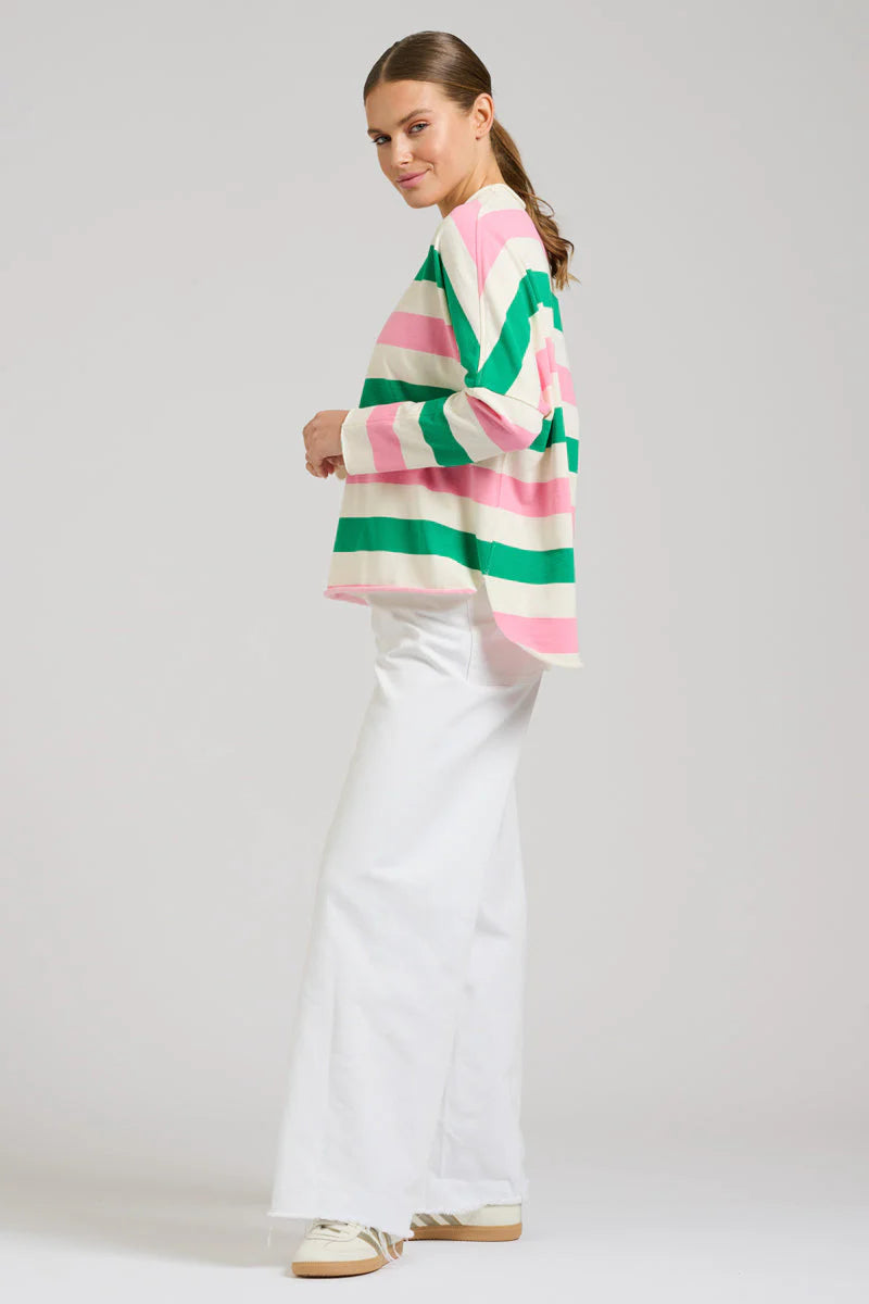 Raw Sweatshirt - Pink & Green