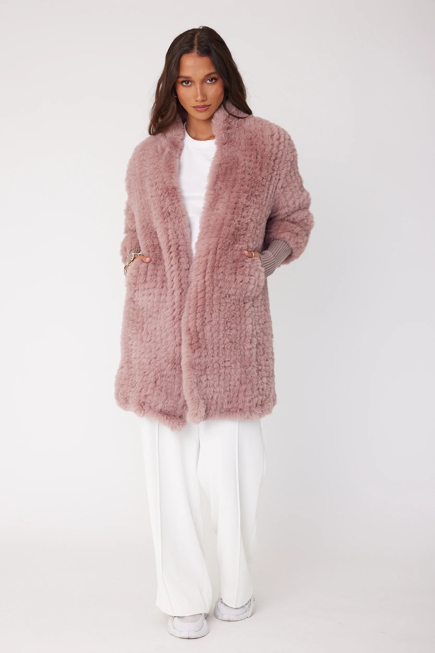 Furry faux fur coat clearance