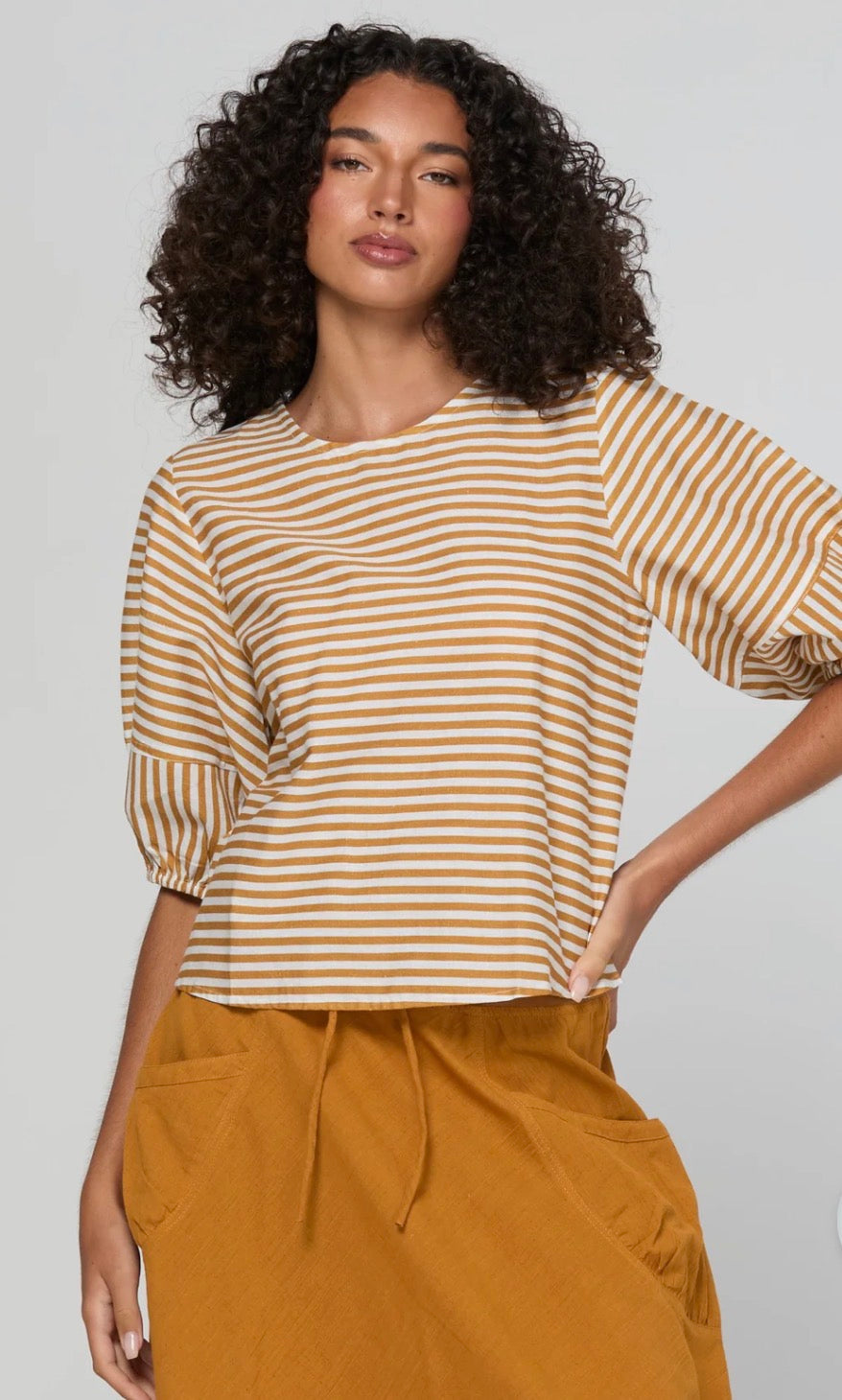 Ava Top - Mustard Stripe