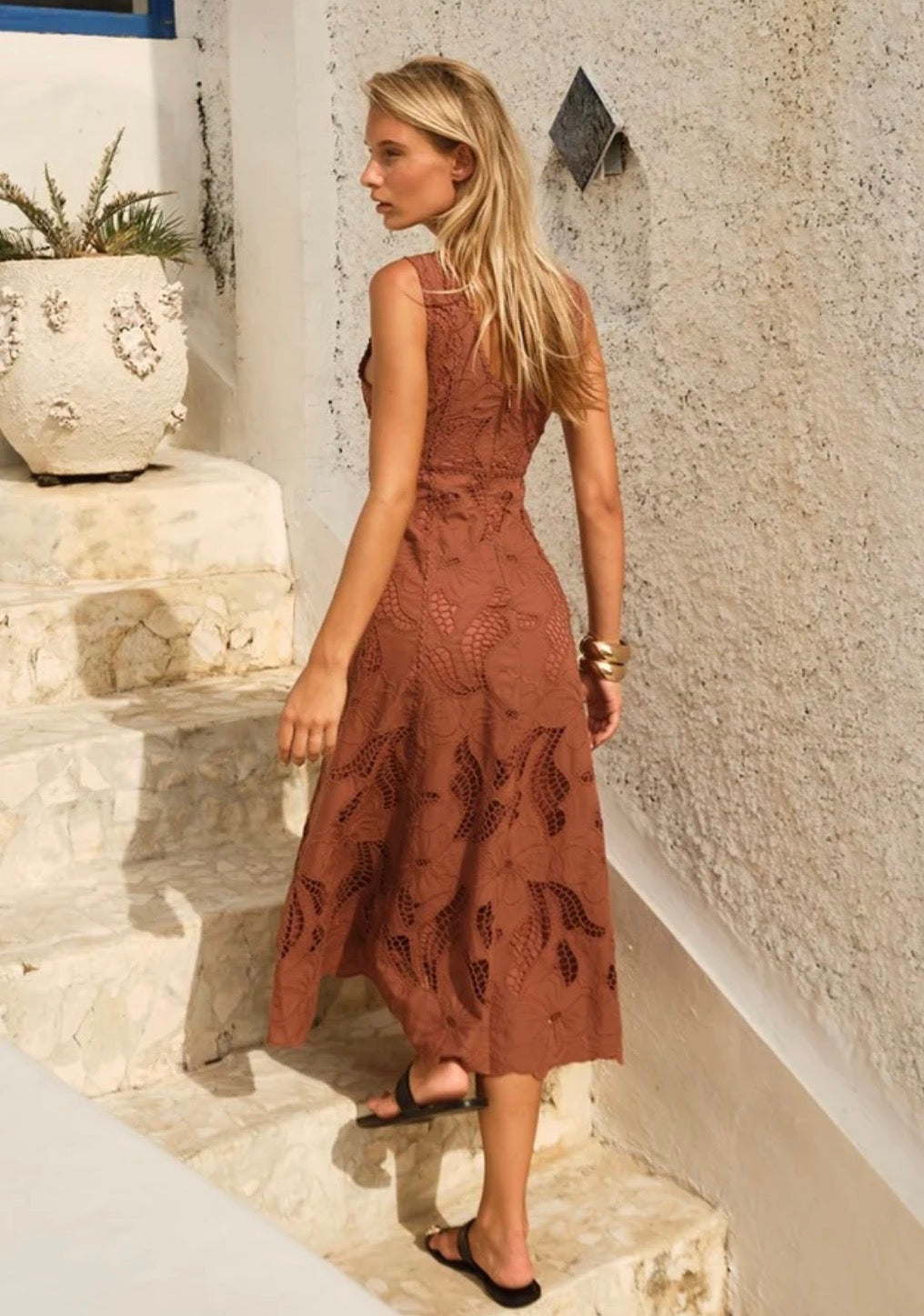 Alessia Lace Dress - Rust