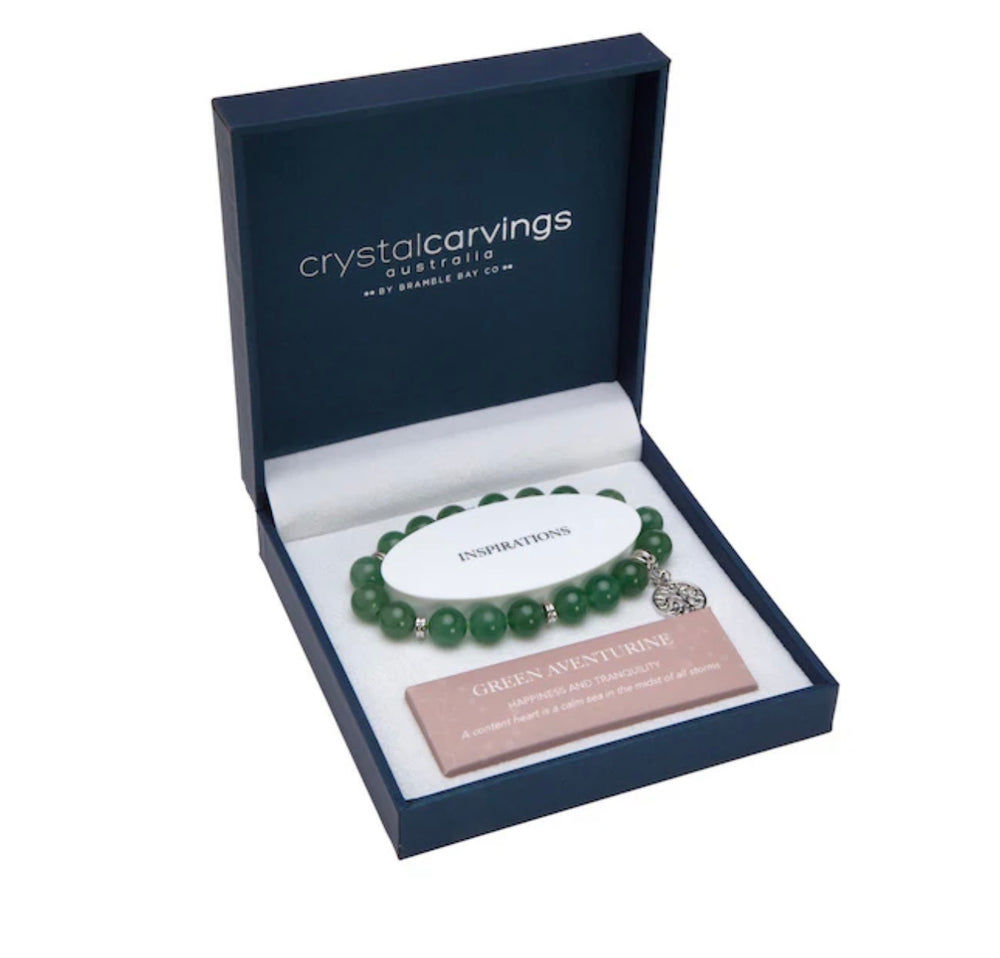 Green Aventurine Tree of Life Inspiration Boxed Charm Bracelet