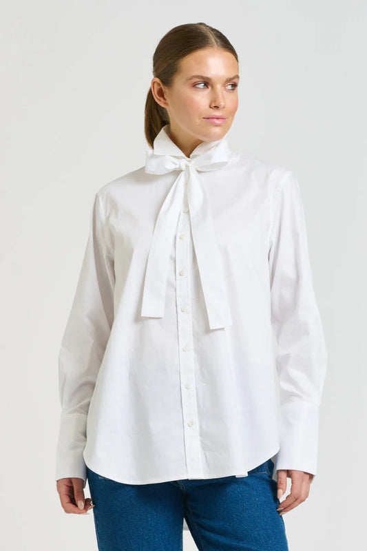 Pussy Bow Shirt - White
