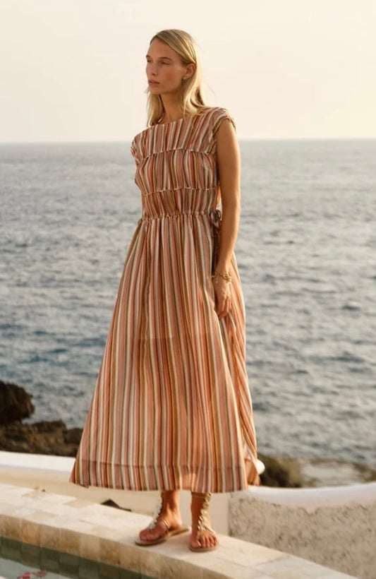 Callista Midi Dress - Sandbar Stripe