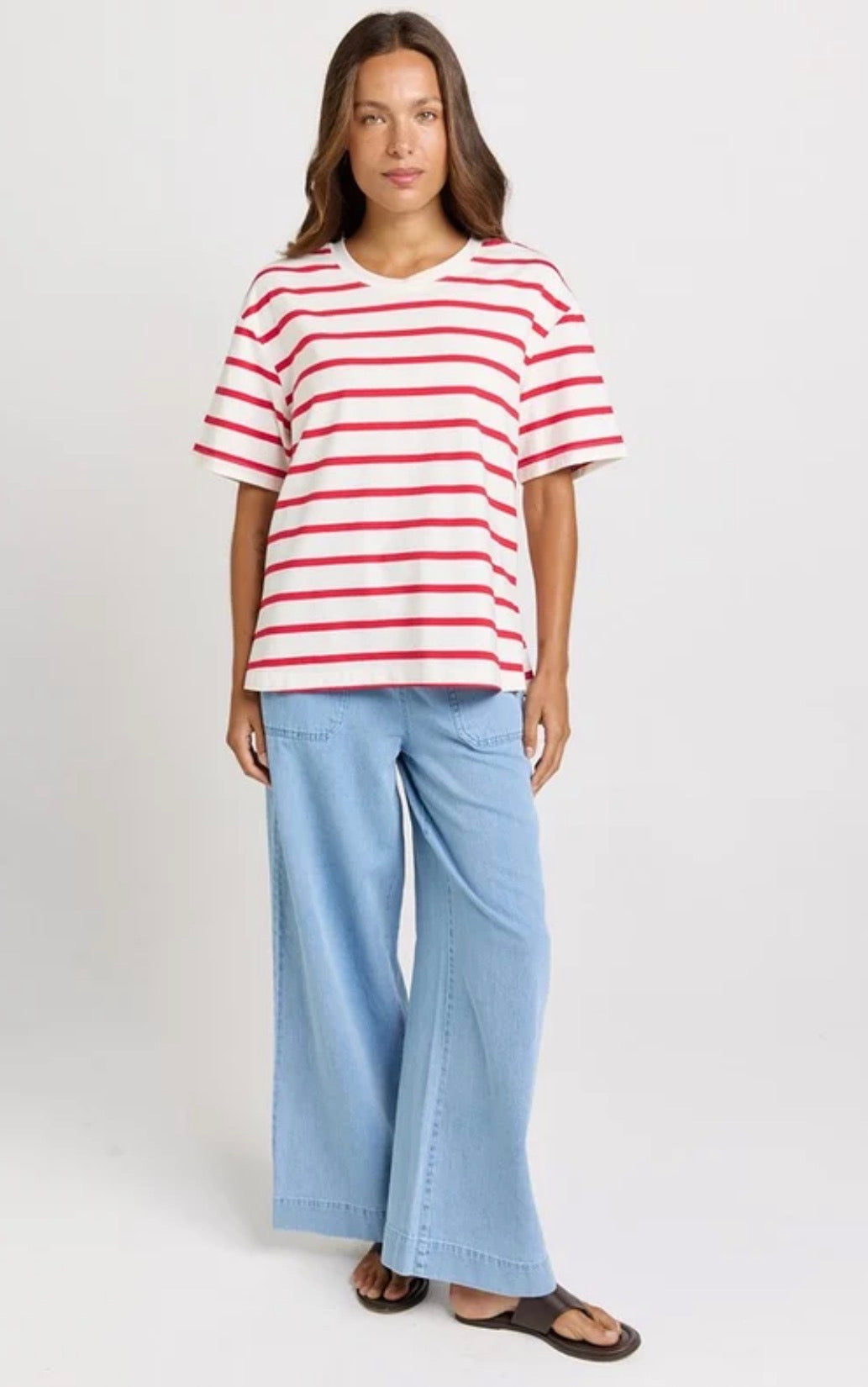 Relax Boxy Tee - Red Stripe