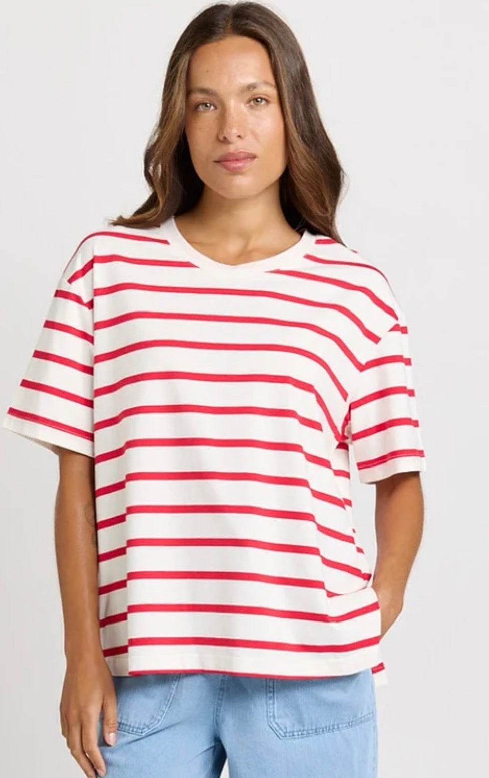 Relax Boxy Tee - Red Stripe