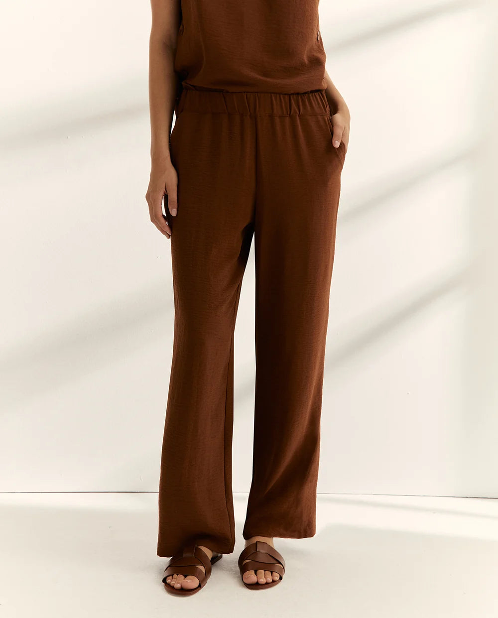 Paz Torras - Elastic Waist Trouser Brown