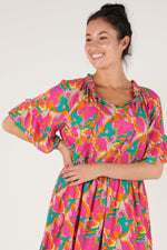 Flutter Sleeve Ruffle Dress - Bold Floral