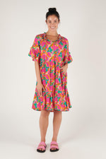 Flutter Sleeve Ruffle Dress - Bold Floral