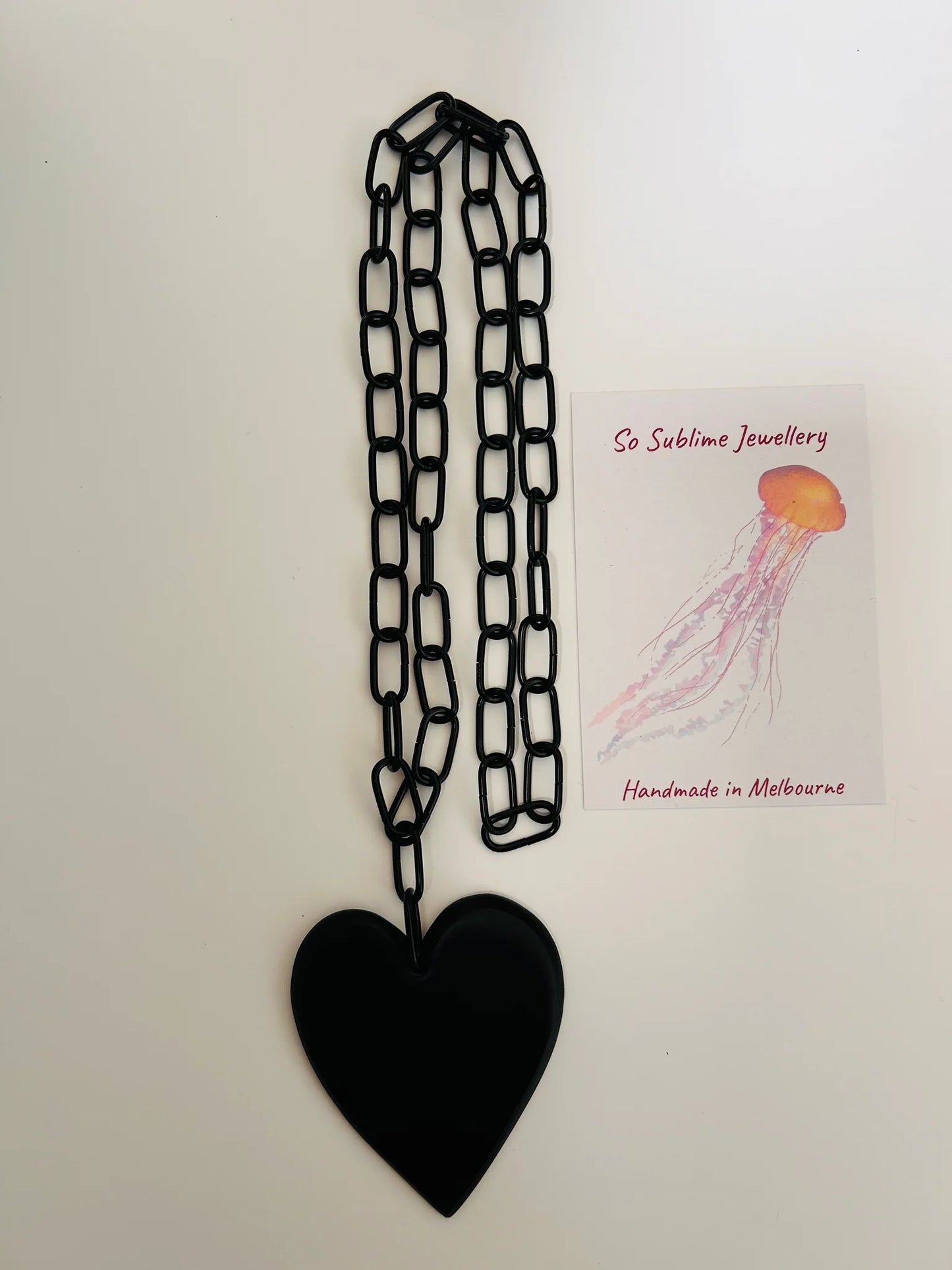 RESTOCK COMING- Heart Large Necklace- Black