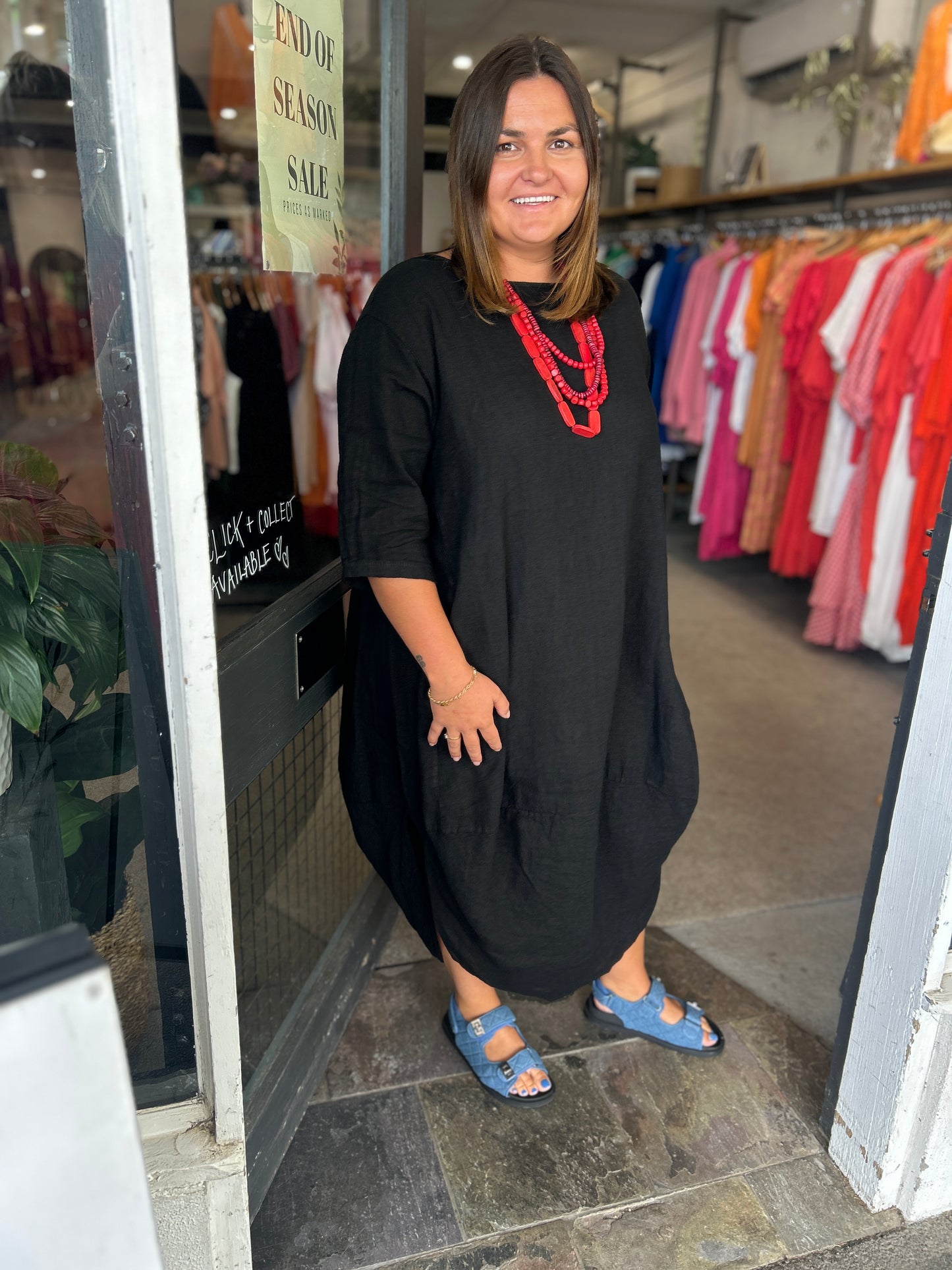 Scalloped Edge Dress - Black