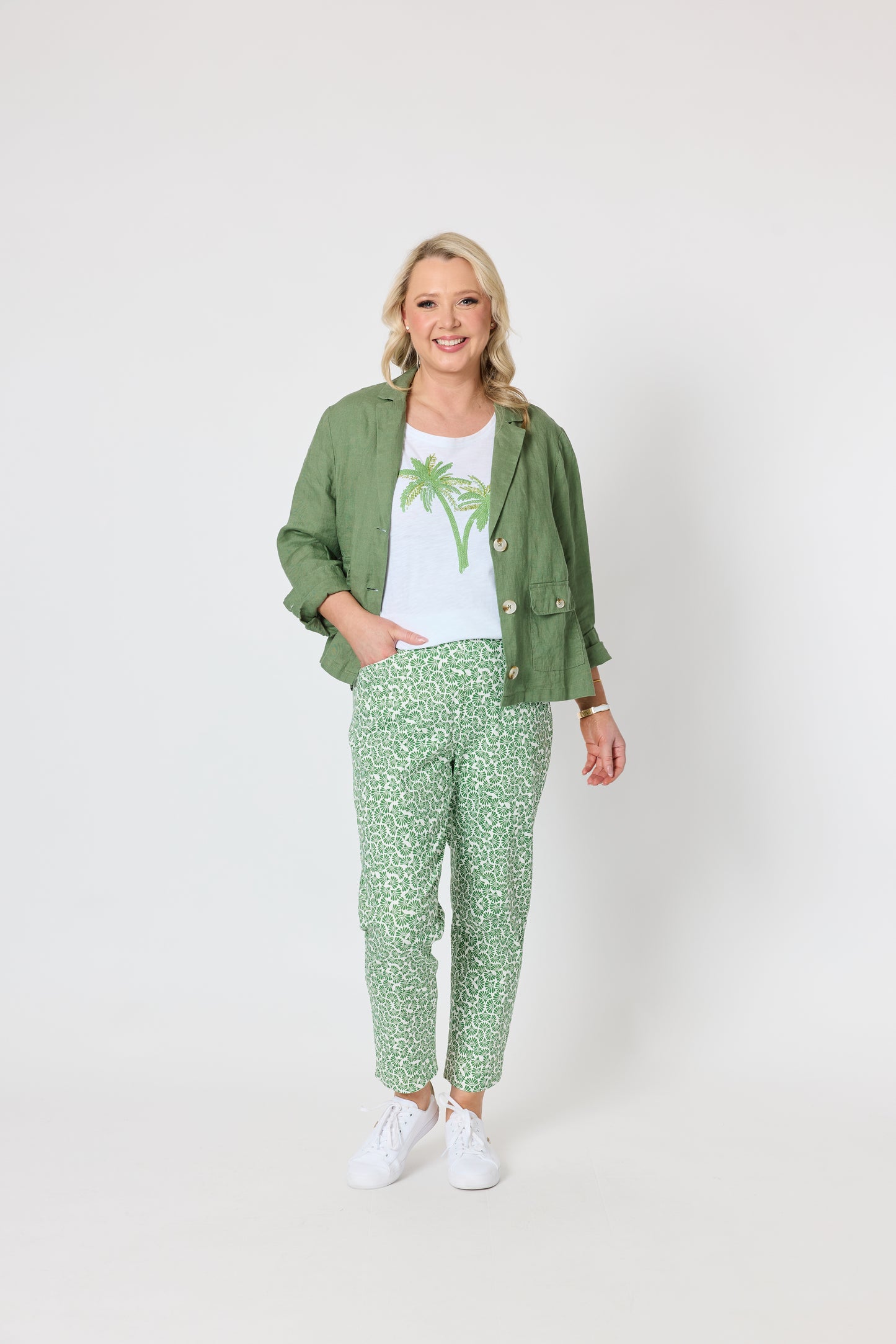 Oasis Print Pant - Fern