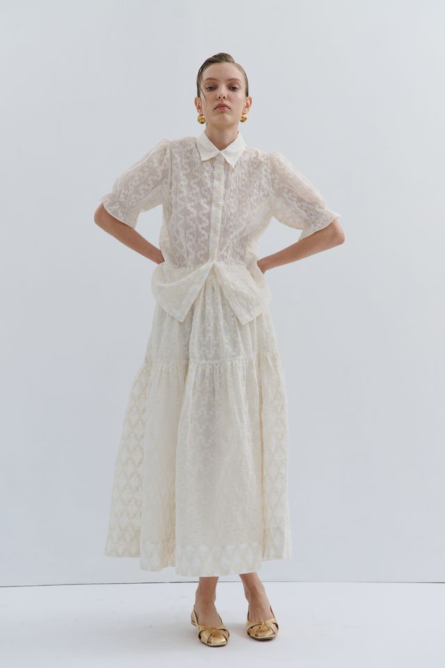 Madeline Midi Skirt - White Queen