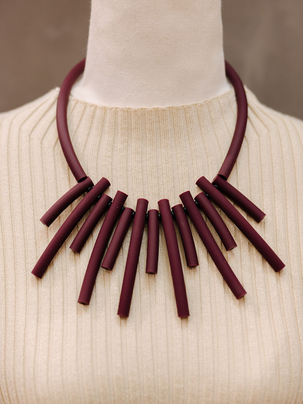 Twig Rubber Necklace - Burgundy