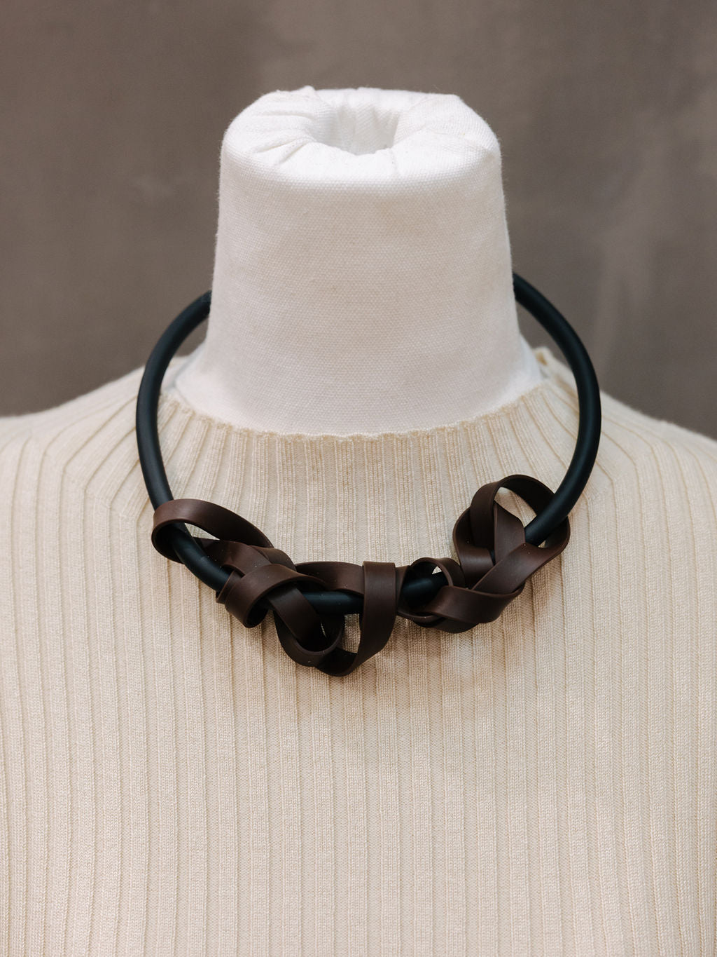Frank Ideas Rubber Tangled Necklace- Brown