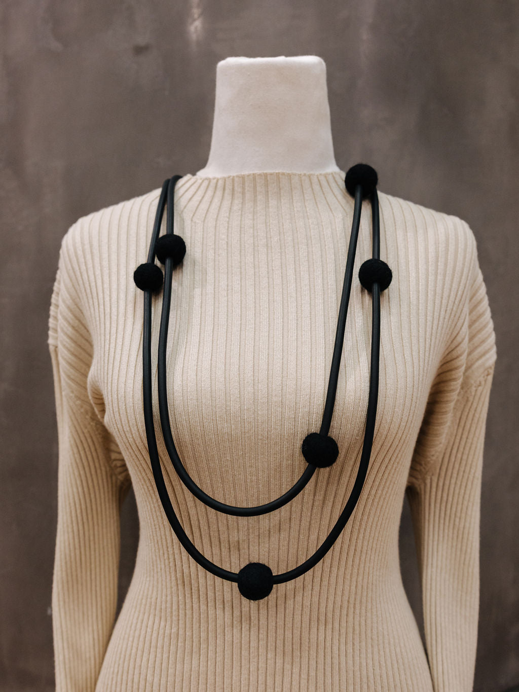 Frank Ideas Long Rubber & Felt Necklace