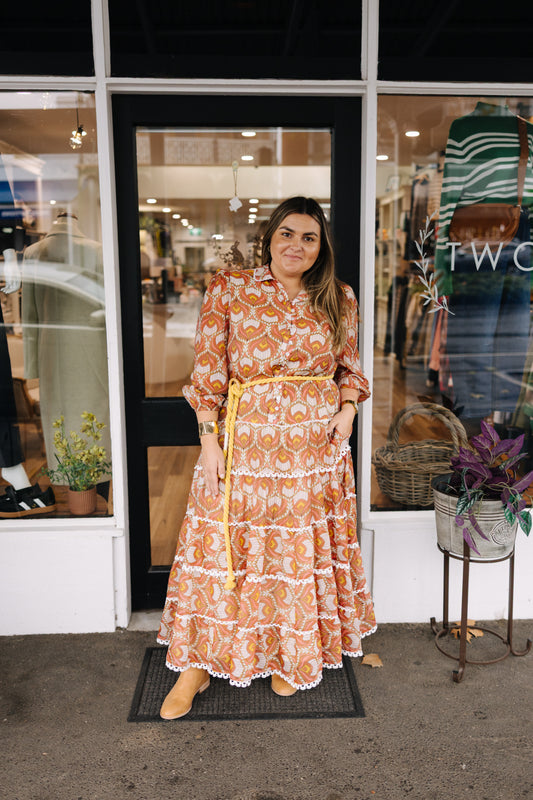 Grace Maxi Dress - Peach Peacock