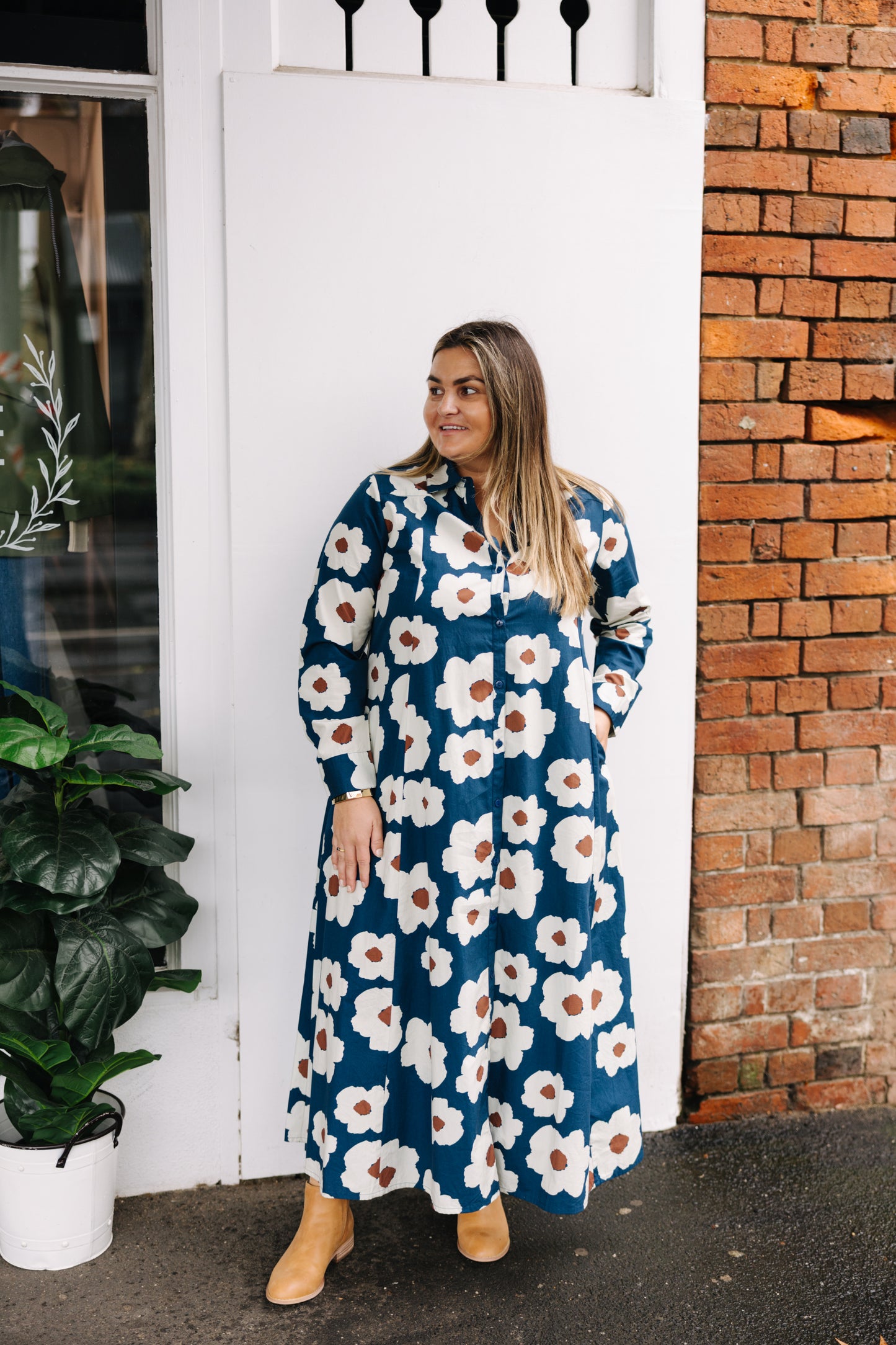 Shirt Dress- Blue Flowers