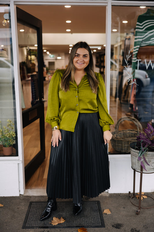 Florence Pleat Skirt- Black