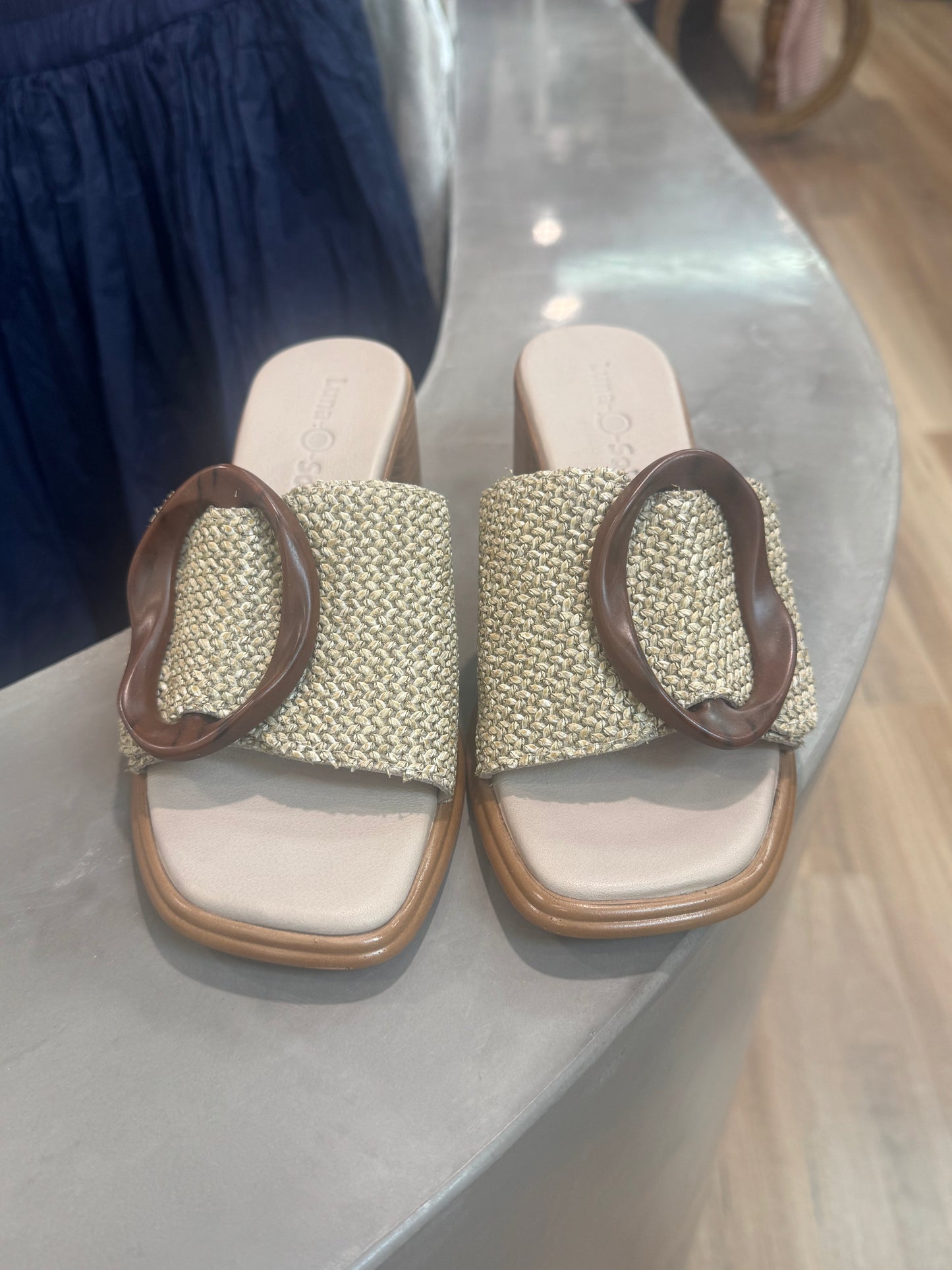 Octavia Mule - Raffia Darkstone