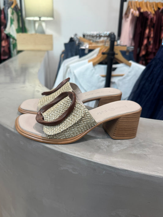 Octavia Mule - Raffia Darkstone