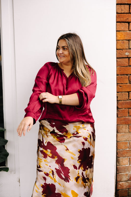 Lux Plait Top- Shiraz