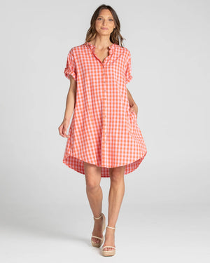 Josie Shirt Dress - Red Juno