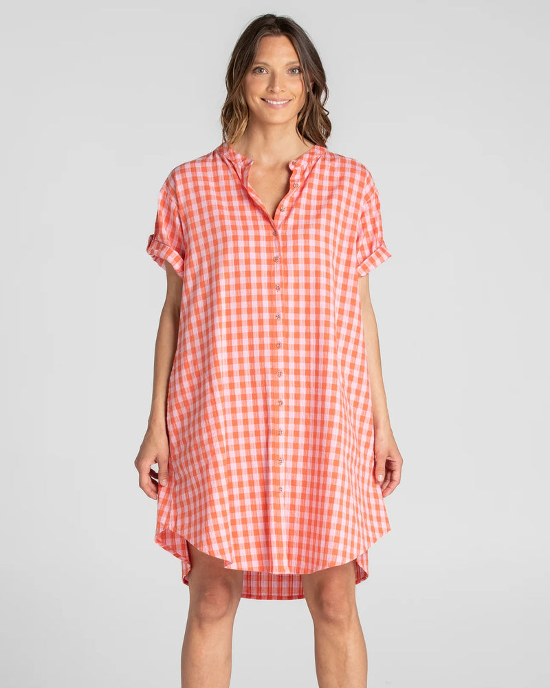 Josie Shirt Dress - Red Juno