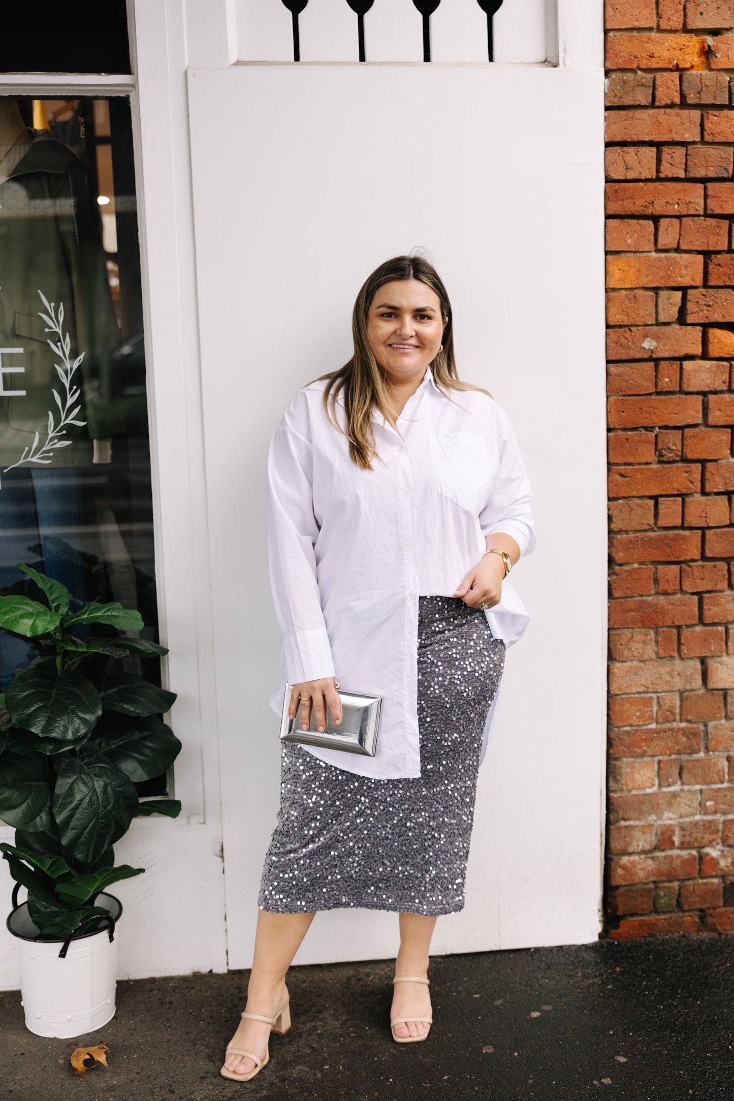 Sequin Skirt- Silver