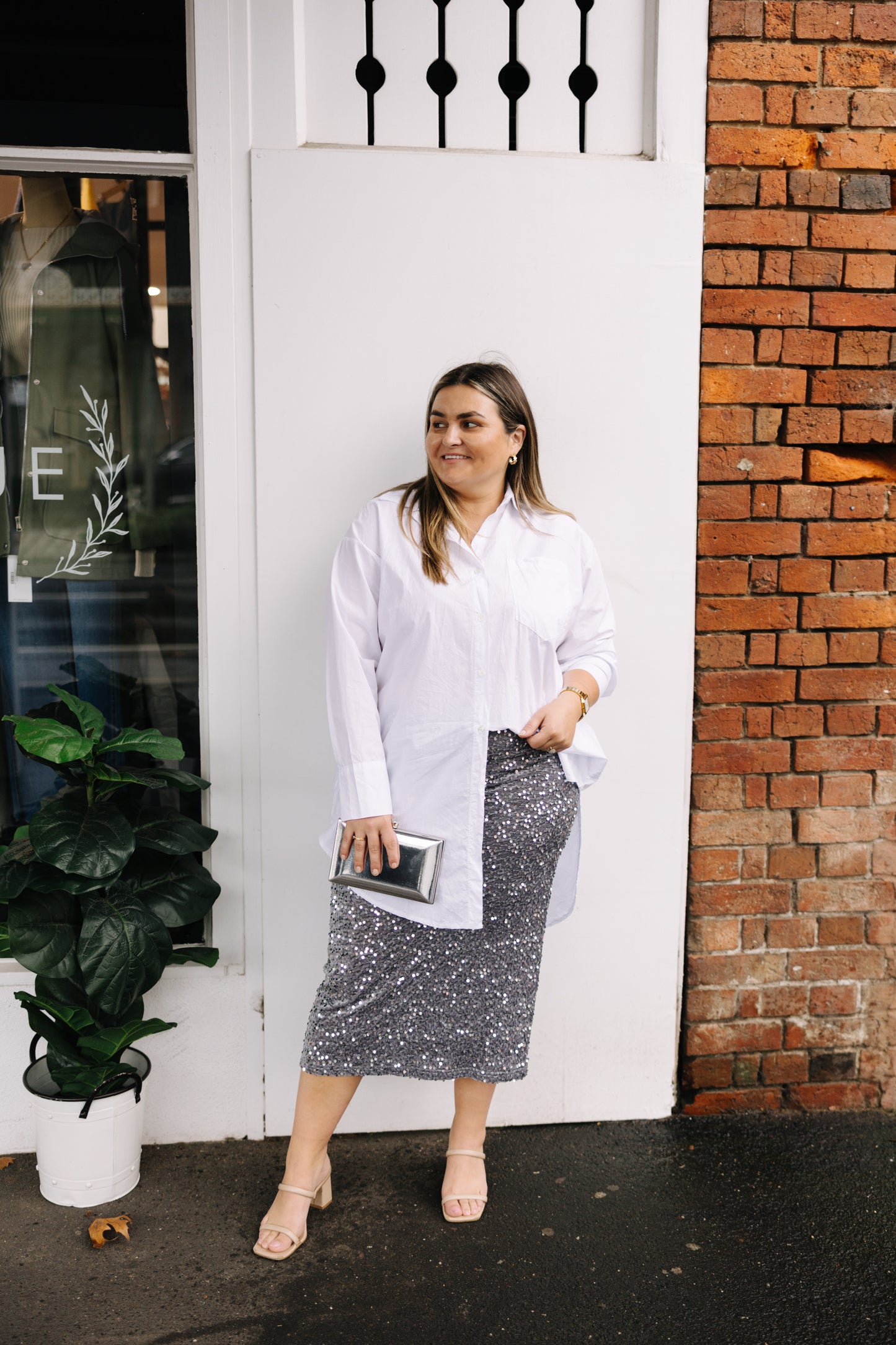 Sequin Skirt- Silver