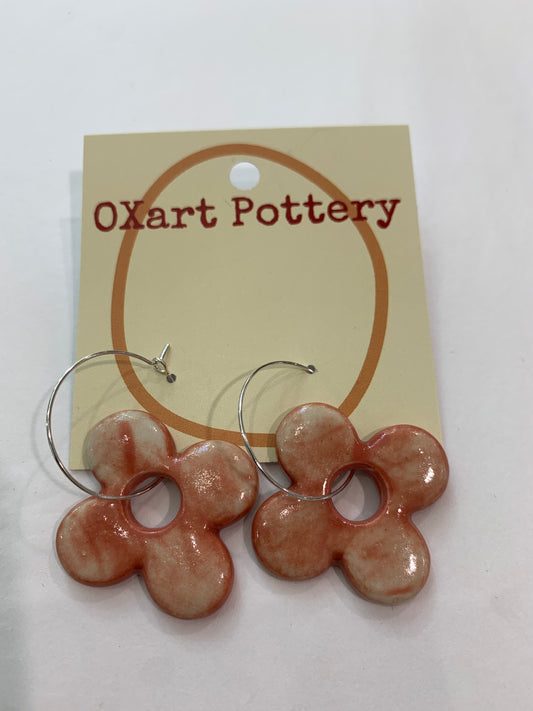 Bloom Flower Earrings - Coral