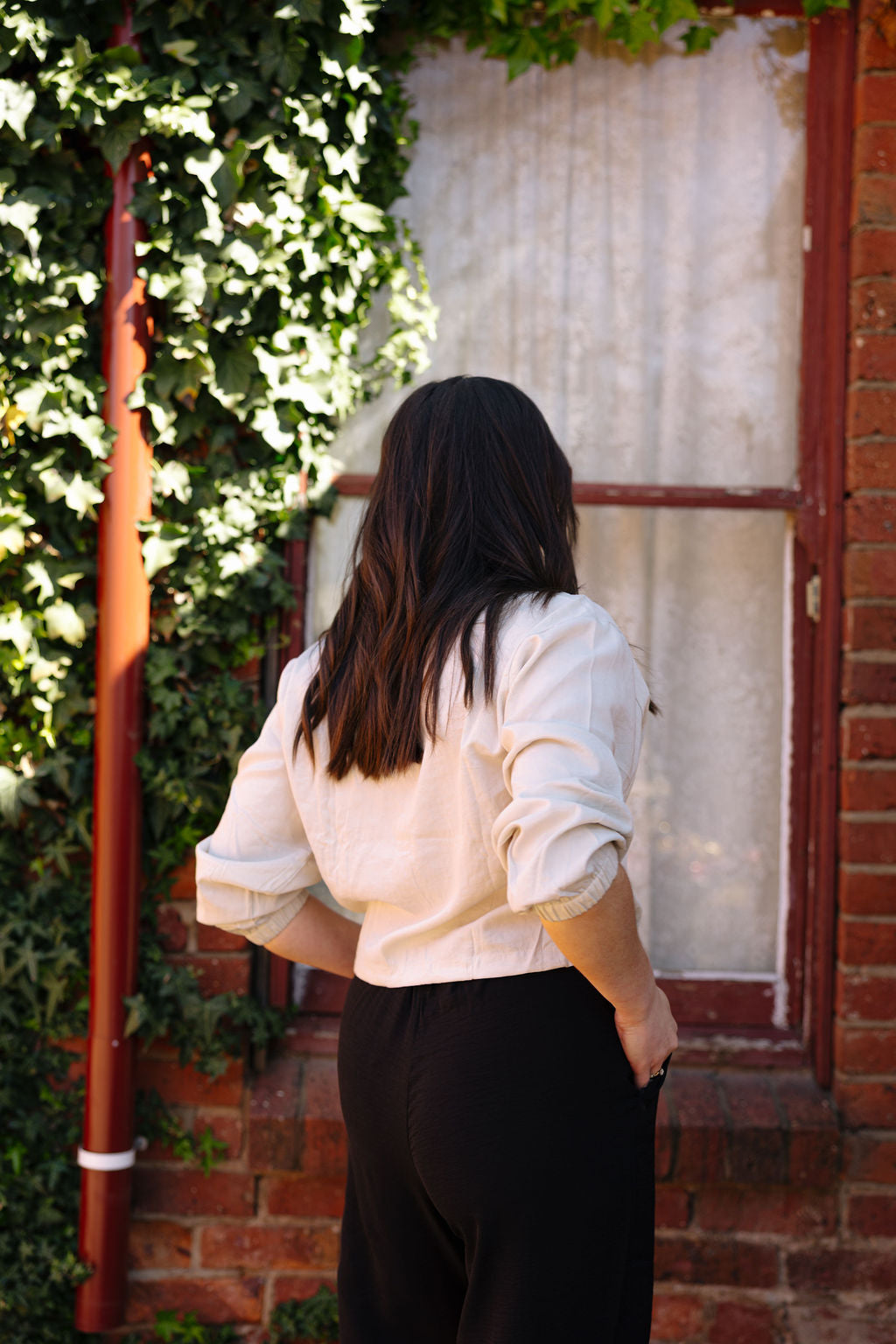 Button Front Top - Beige