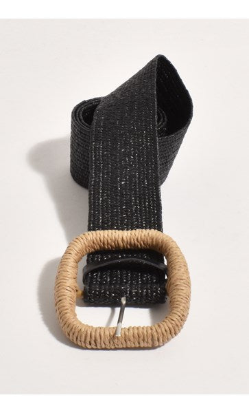 Weave Stretch Buckle Belt - Black