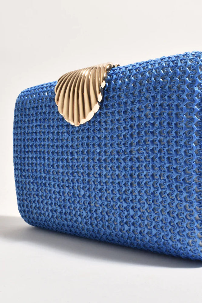 Livy Shell Clasp Woven Structure Clutch