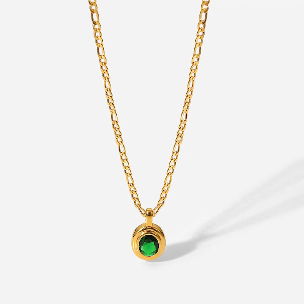 Allure Seren Emerald Cubic Zirconia Necklace - Gold