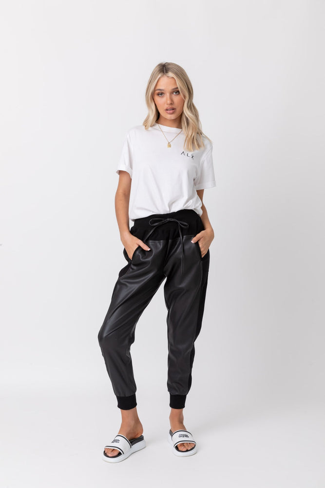 Alexandra Joey Vegan Leather Pant - Faux Black