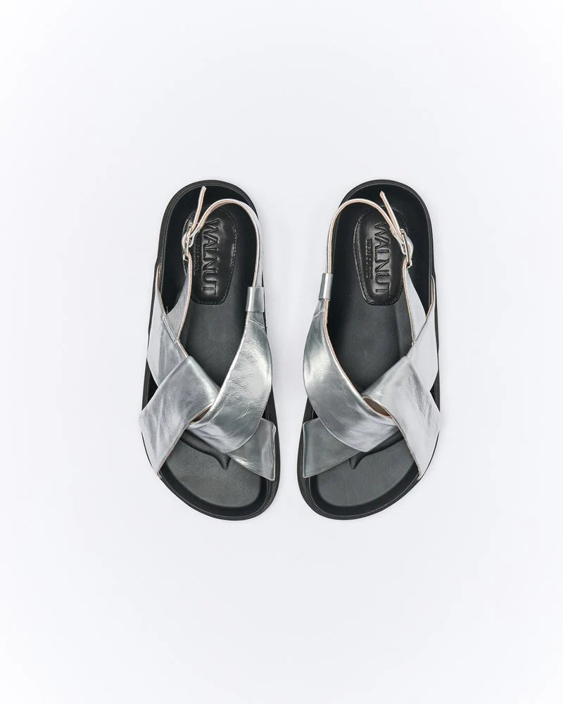 Mya Leather Sandal - Silver/Black