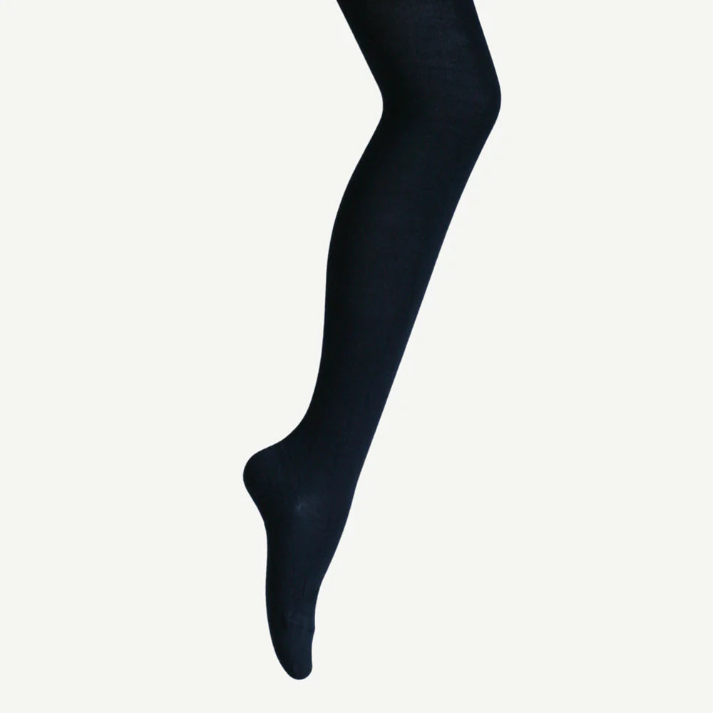 Merino Wool Plain Tights Navy