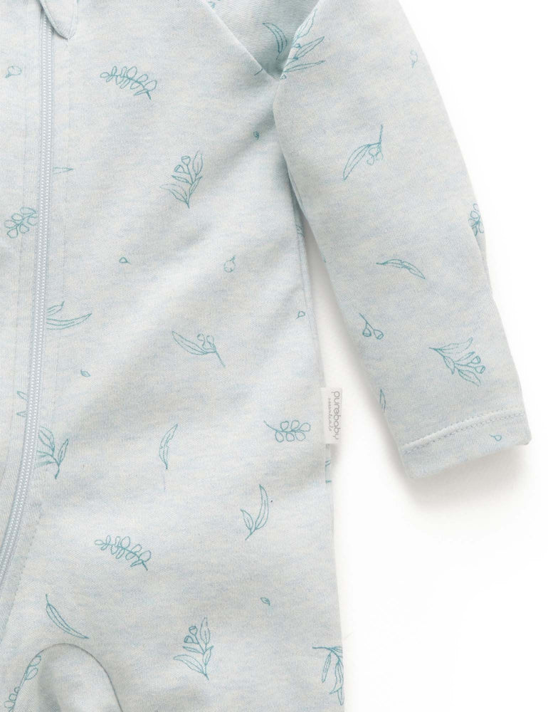 Pure Baby Zip Growsuit - Mint Eucalptus