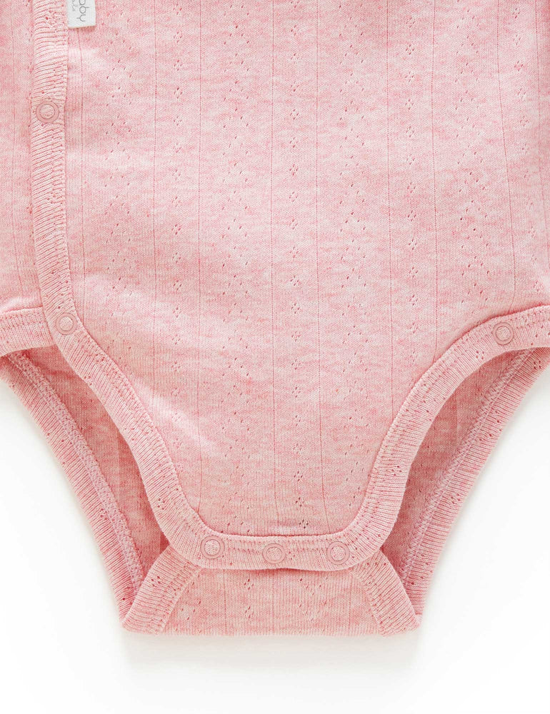 Purebaby Pointelle L/S Wrap - Bodysuit - Peony Melange
