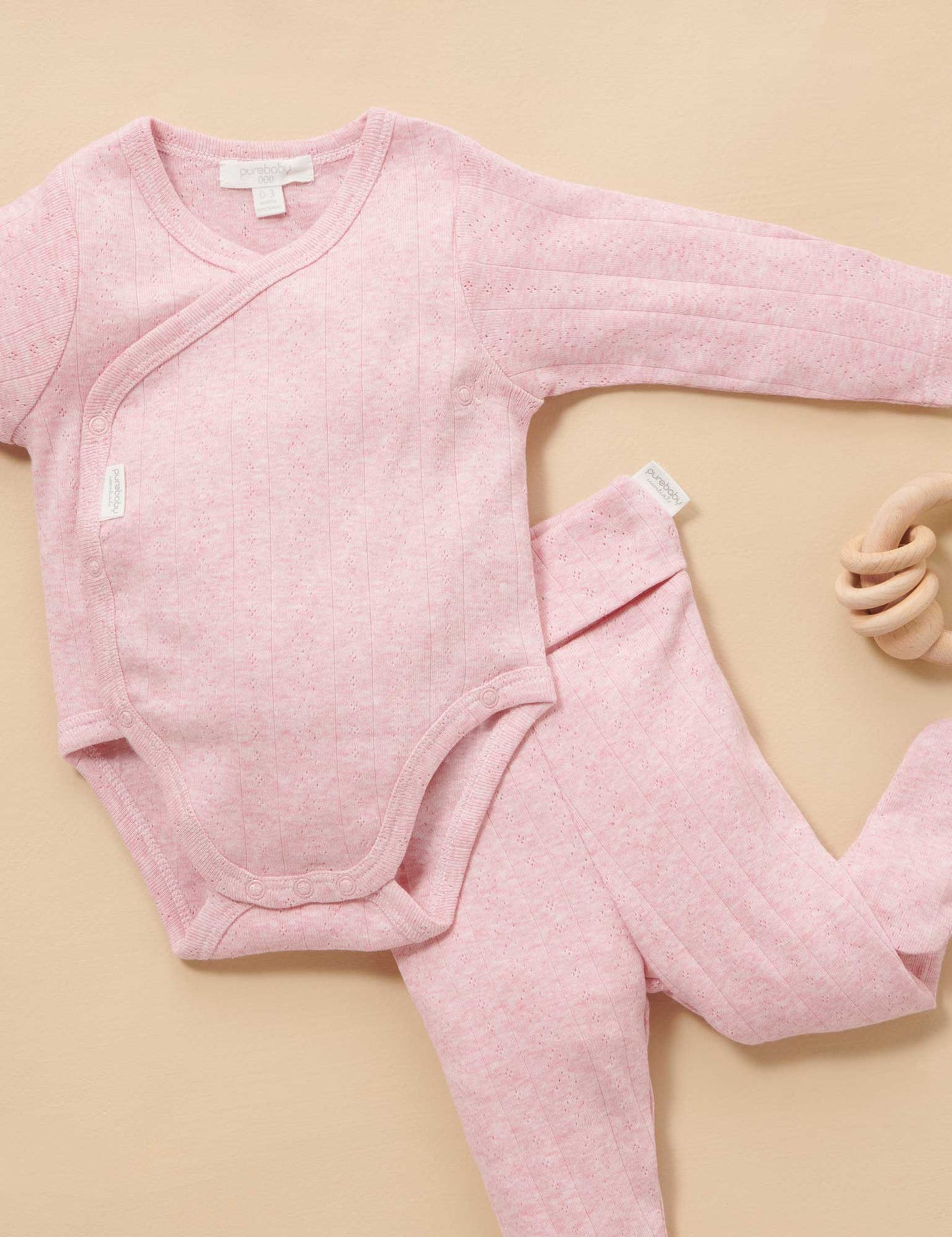 Purebaby Pointelle Legging - Peony Melange