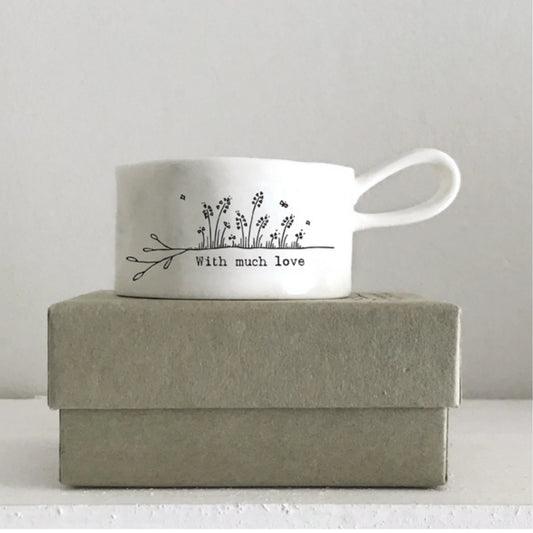Porcelain Handled Tea Light Holder -With Much Love